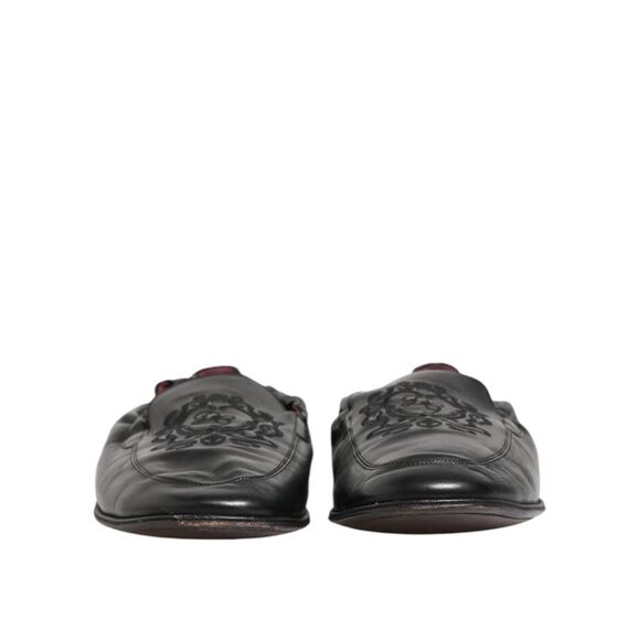 Dolce & Gabbana Black Leather Slip On Men Flat Loafers Men's Shoes (Pre-Owned)